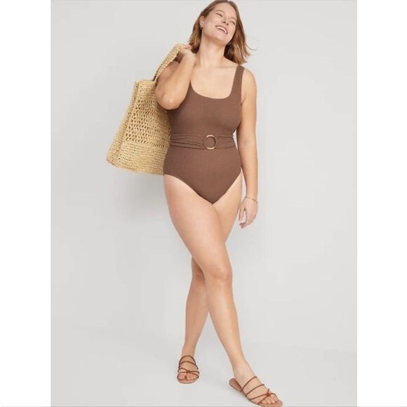 Old Navy Brown Belted One-Piece Swimsuit - Picture 9 of 9